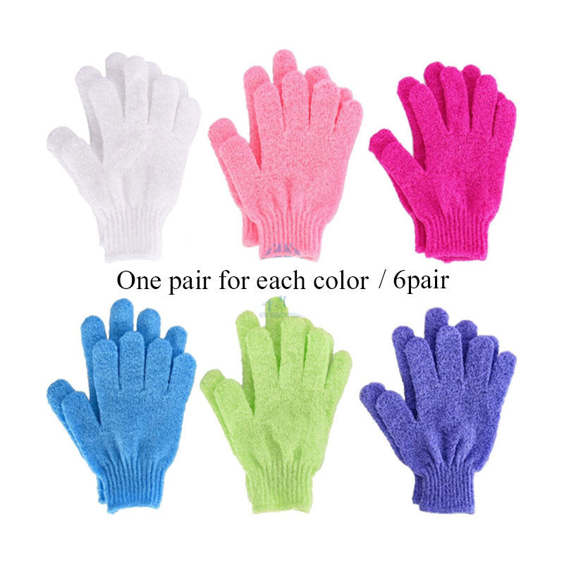 6pair Bath exfoliating gloves