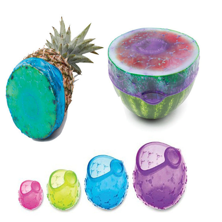 4pc Silicon Food & Fruit Preservation Cover Set