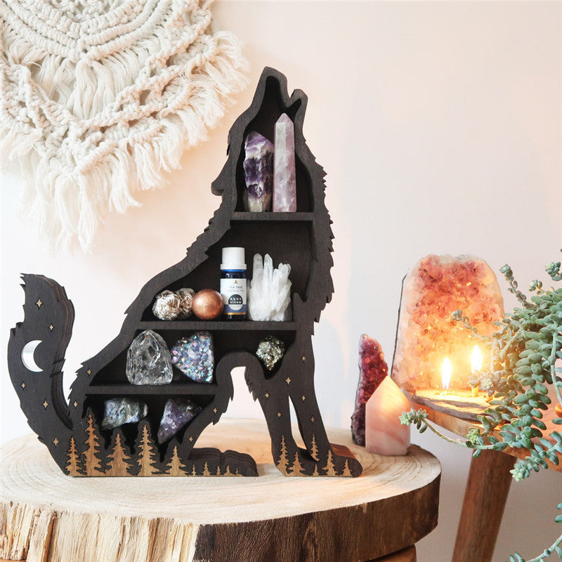 Mini Wolf-shaped Crystal Shelf