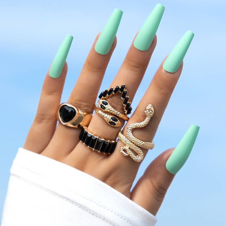 5-piece Fashion Ring Color Set