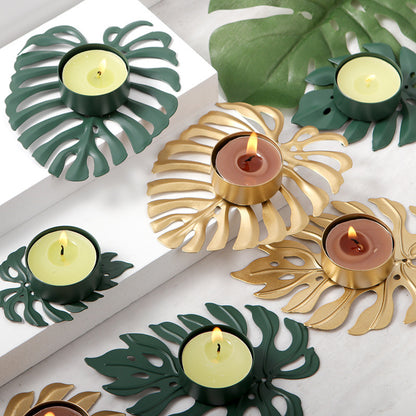 4-piece Leaf Ornament Candle Holder Set