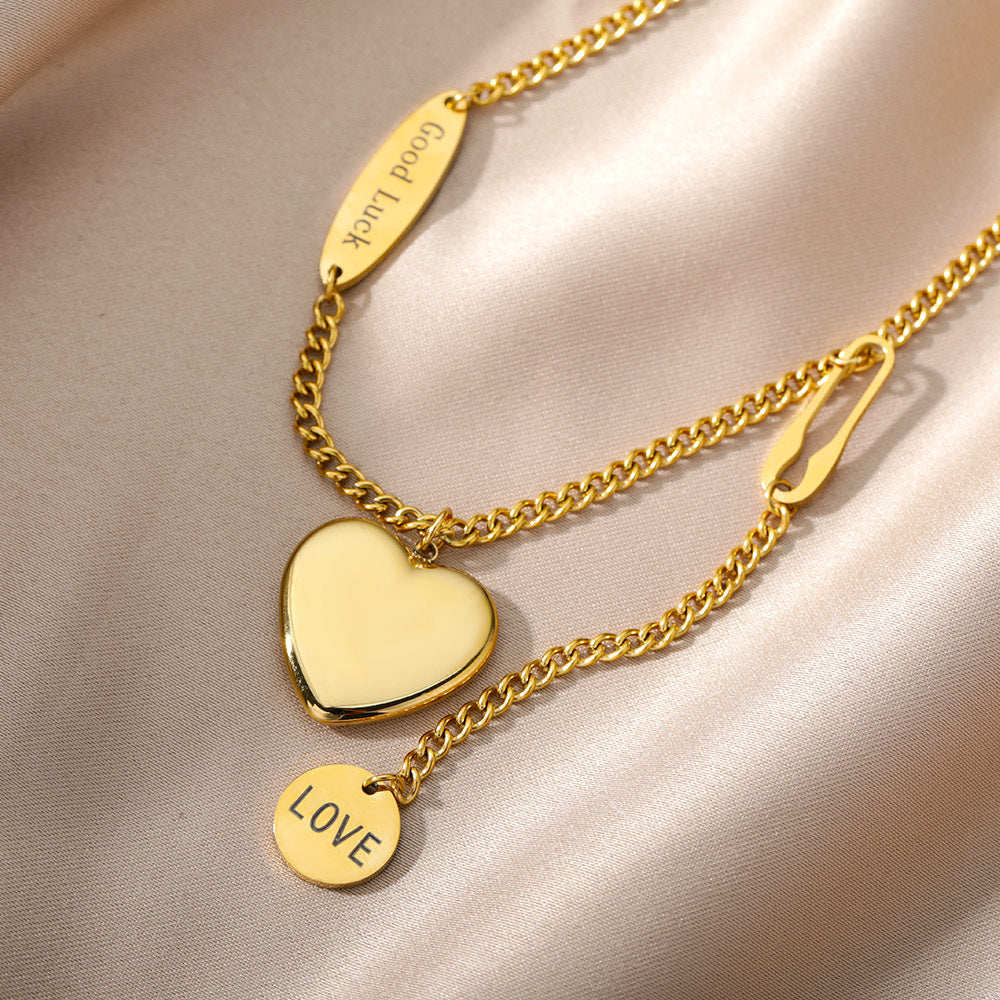 Multilayer Heart Pendant Necklace