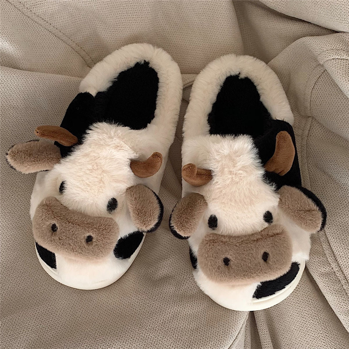 Fluffy Cow Warm House Slippers