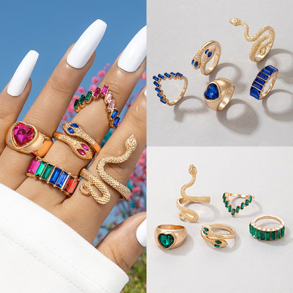 5-piece Fashion Ring Color Set