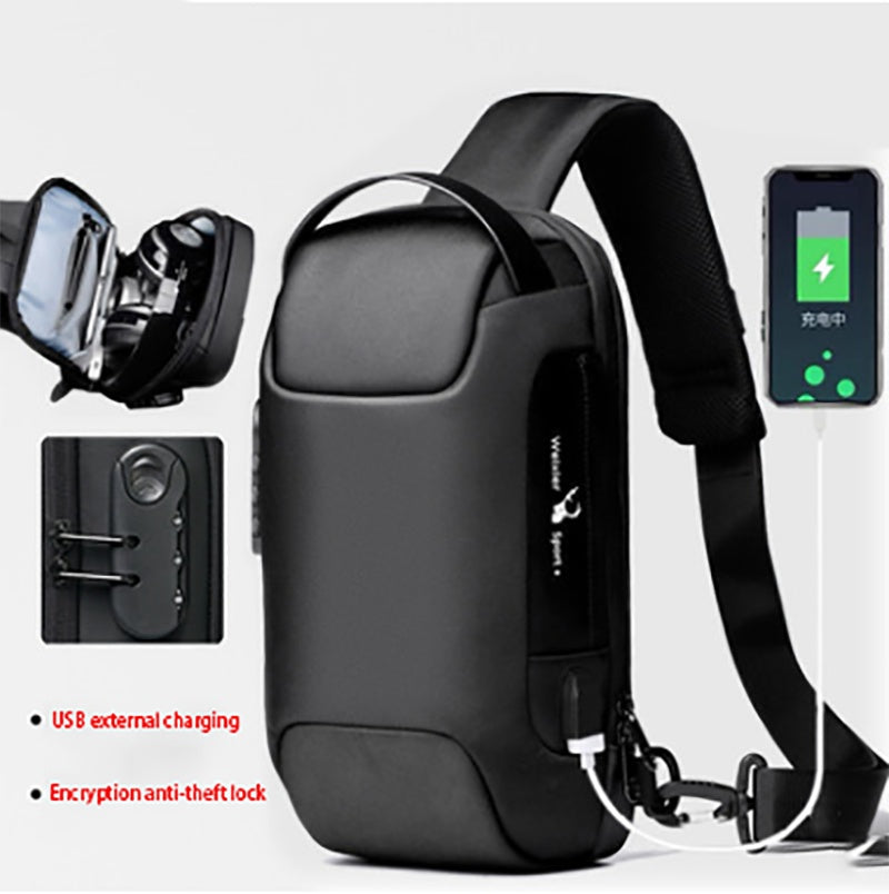 Waterproof USB Anti-theft Men Crossbody Bag