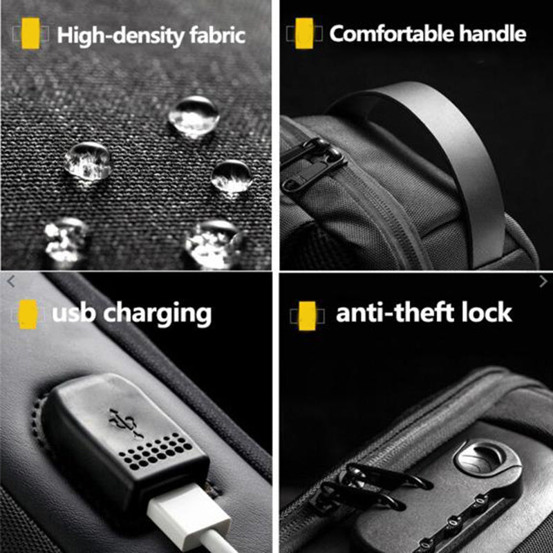 Waterproof USB Anti-theft Men Crossbody Bag