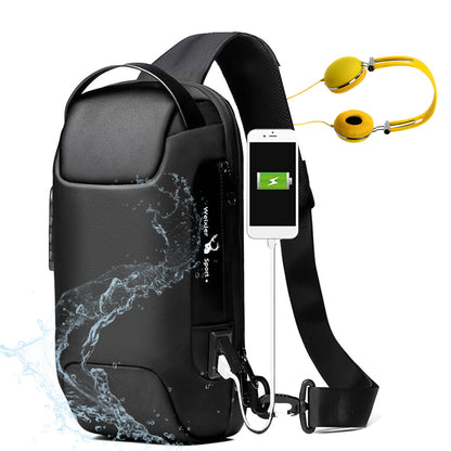 Waterproof USB Anti-theft Men Crossbody Bag