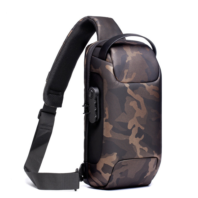 Waterproof USB Anti-theft Men Crossbody Bag