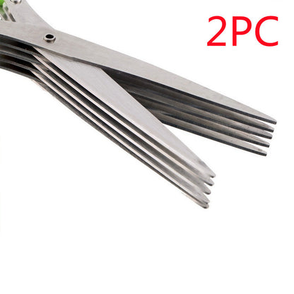 2pc Multifunctional Multi-layer Stainless Steel Kitchen Scissors