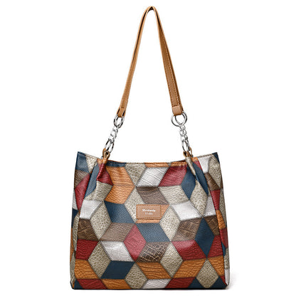 Pattern Color-matching Shoulder Bag