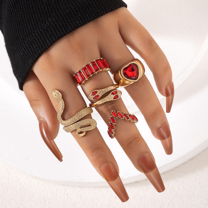 5-piece Fashion Ring Color Set