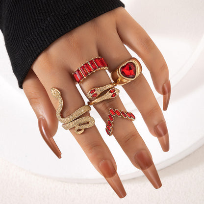 5-piece Fashion Ring Color Set