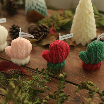 Christmas Woolen Glove Shaped Candles