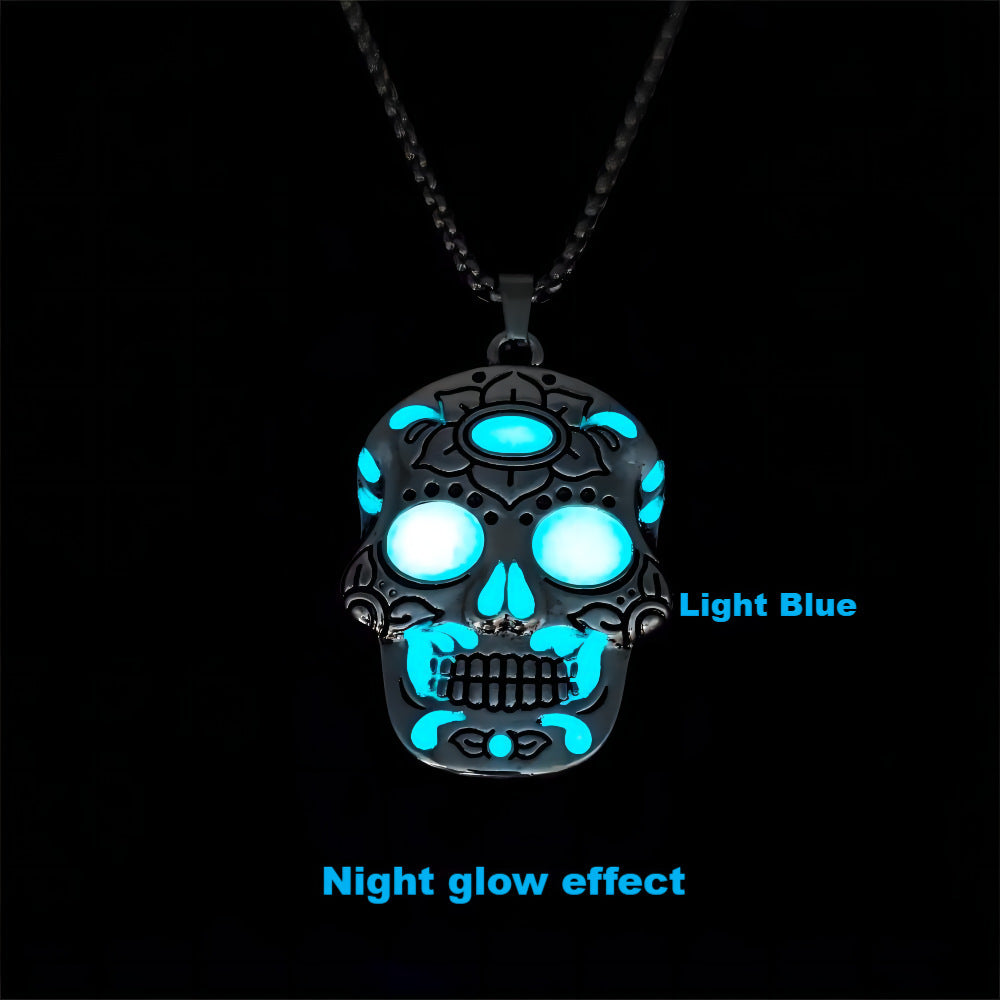 Halloween Glow-in-the-Dark Skull Necklace