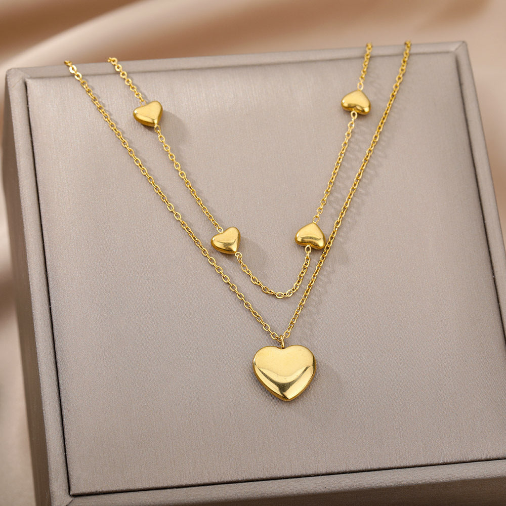 Multilayer Heart Pendant Necklace