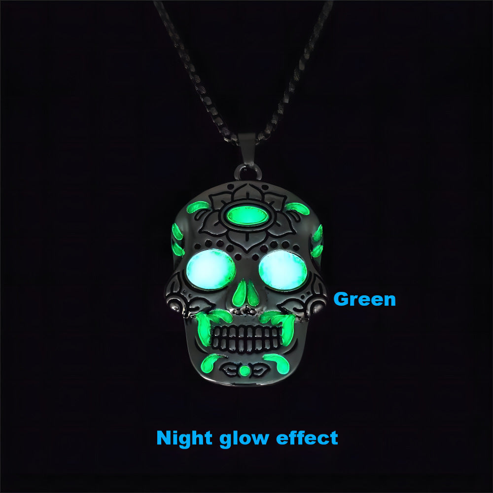 Halloween Glow-in-the-Dark Skull Necklace