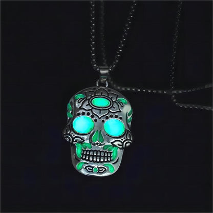 Halloween Glow-in-the-Dark Skull Necklace