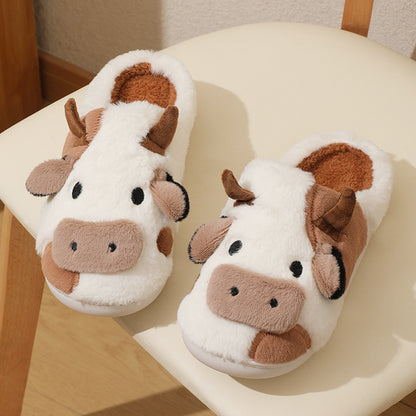 Fluffy Cow Warm House Slippers