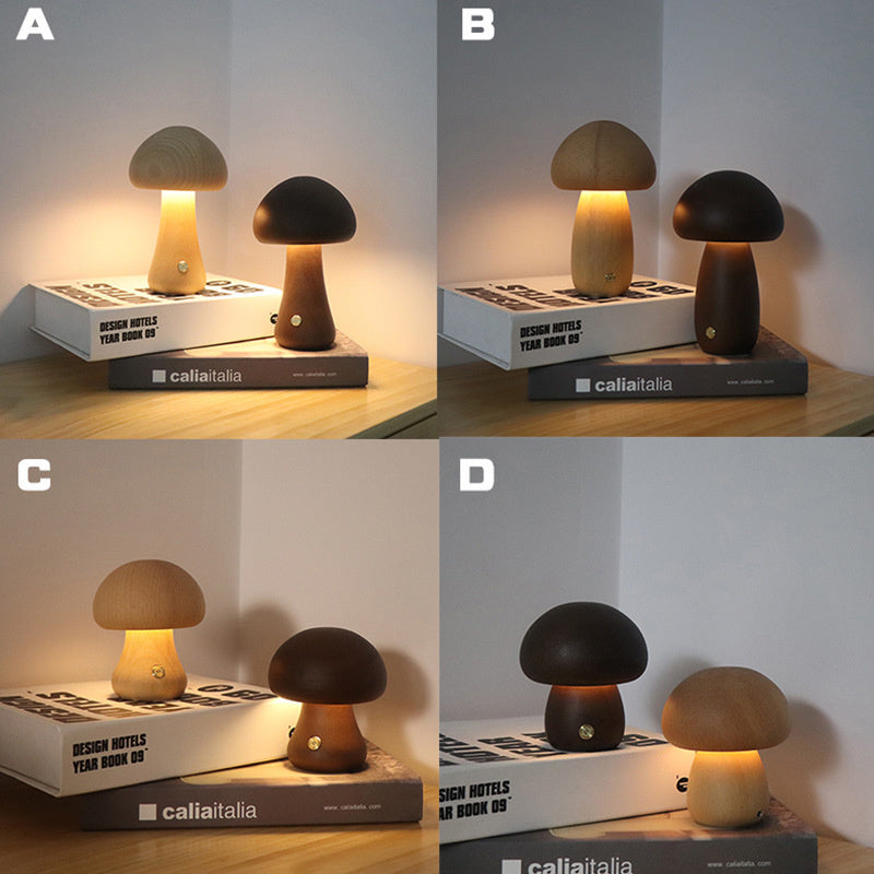 Wooden Mushroom LED Night Light