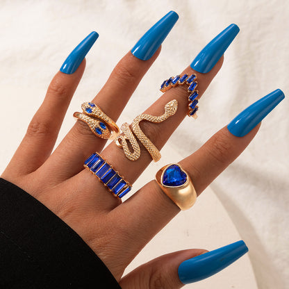 5-piece Fashion Ring Color Set