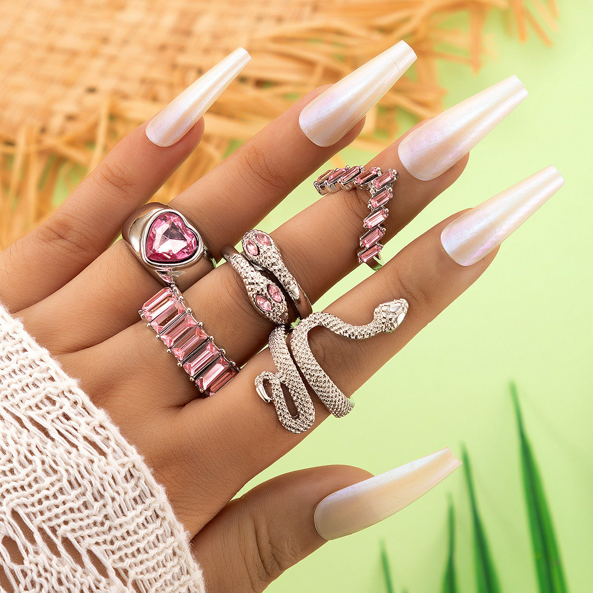 5-piece Fashion Ring Color Set