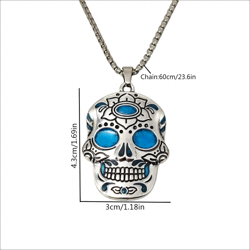 Halloween Glow-in-the-Dark Skull Necklace