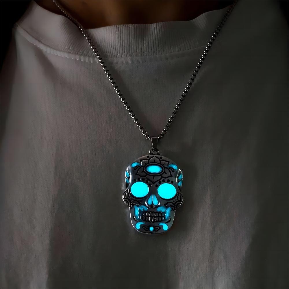 Halloween Glow-in-the-Dark Skull Necklace