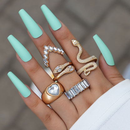 5-piece Fashion Ring Color Set