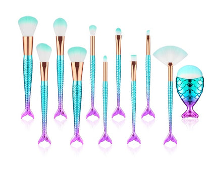 Mermaid Shaped Makeup Brush Set