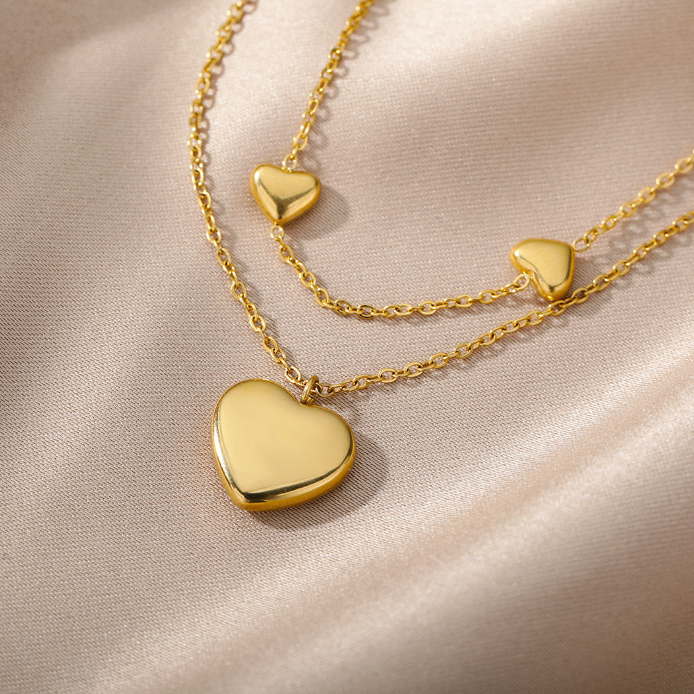 Multilayer Heart Pendant Necklace