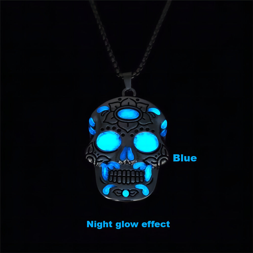 Halloween Glow-in-the-Dark Skull Necklace