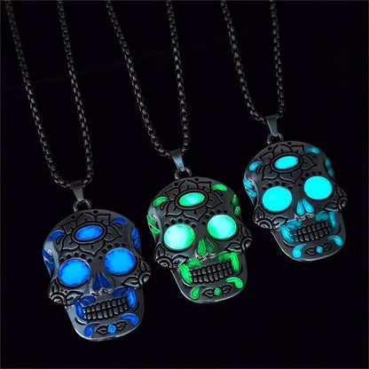 Halloween Glow-in-the-Dark Skull Necklace